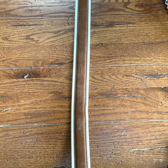 Paul & Shark Ivory Cotton and Brown Leather Belt Men’s Brass Silver Buckle 42 - Picture 8 of 12